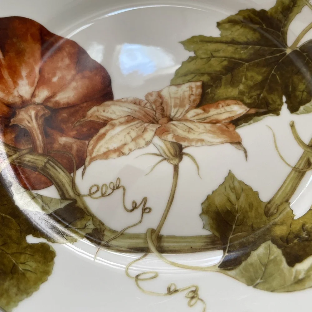 Williams Sonoma Botanical Pumpkin Dinner Plates 11” diameter (Set of 2)
